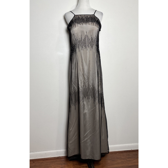 Party Time Sheer Whimsigoth Beaded Maxi Dress Size 16 Formal Strappy Sleeveless - Picture 1 of 8